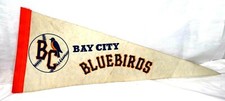 RARE Vintage Bay City Bluebirds Full Sized Pennant Flag 30
