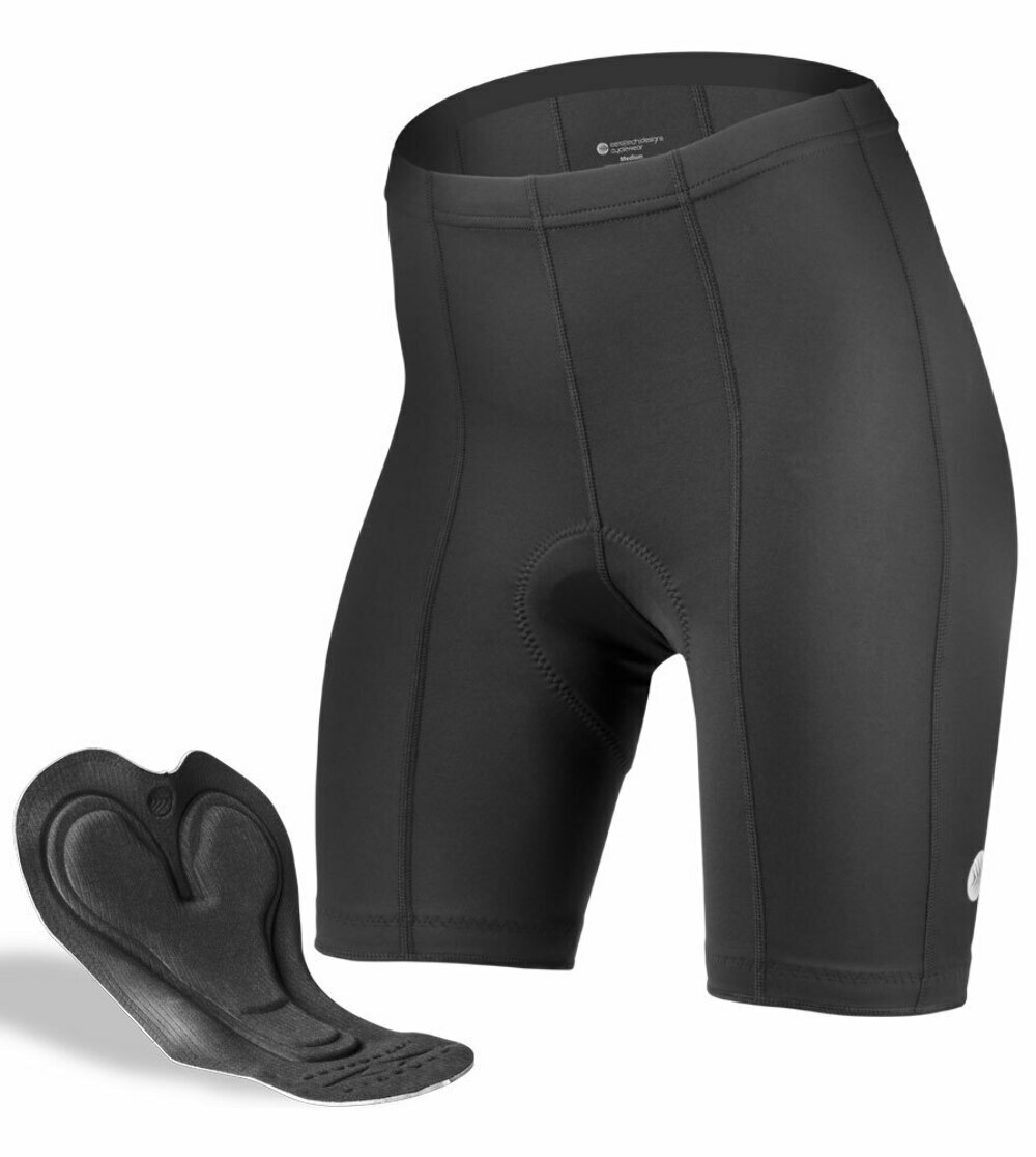 Women's Black Century Long Distance Padded Cycling Shorts Made
