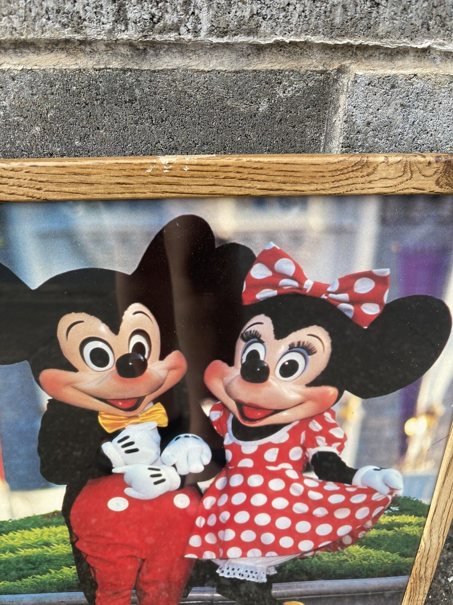 Vintage Disney Mickey Mouse Minnie Mouse wood Framed picture 21.5