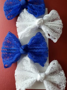 2 Pairs Royal Blue School Girls Kids Hair Bows Snaps Alligator