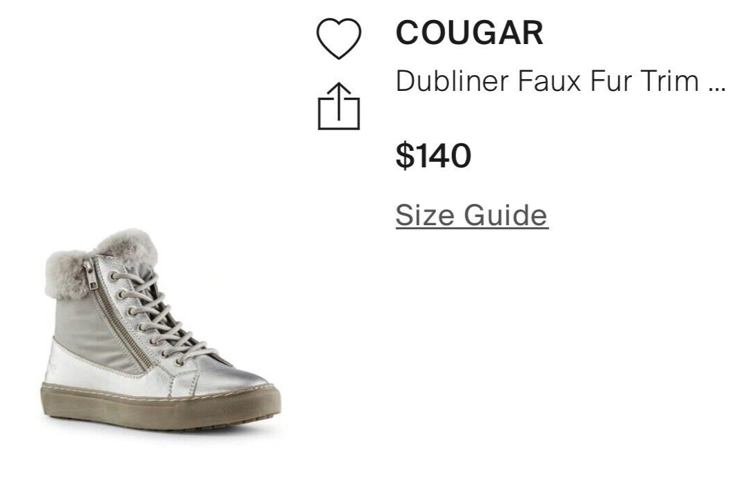 Cougar Dubliner Women's Silver Waterproof Lace Up Ankle Boot Faux