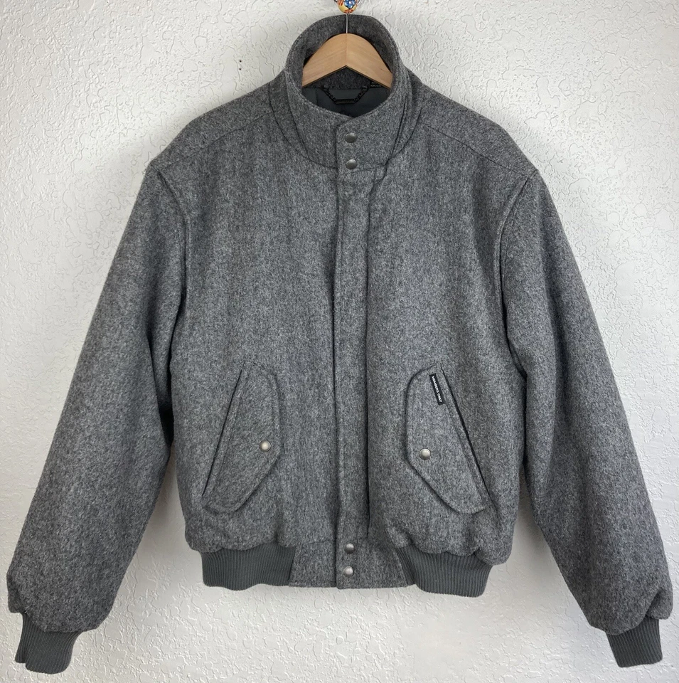 Vintage 80s Members Only Gray Pure Wool Insulated Bomber Jacket L(42) - Image 3 of 4