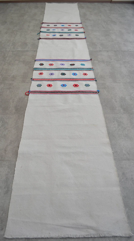 Alfombra turca Kilim Long Runner. Alfombra de pasillo Kilim de algodón tejida a mano - 27′′ x 187′′ Foto 2 de 4