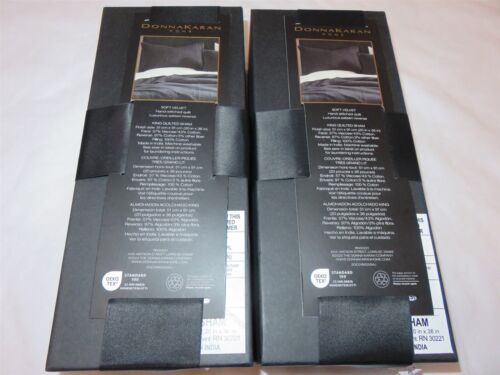 2 Donna Karan Soft Velvet Handstitched Quilt king Shams Black $370 - Picture 3 of 4