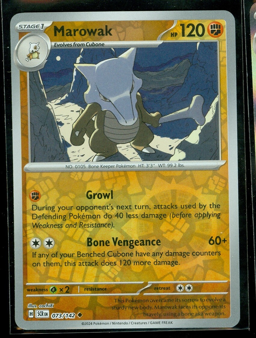 Pokemon MAROWAK 073/142 - Stellar Crown - Rev Holo - - MINT