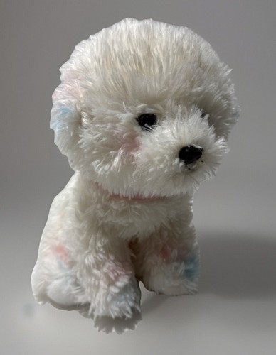 FAO Schwarz Weiß Stofftier Welpe Hund Rosa Halsband Rosa/Blau Akzente F