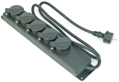 VARYTEC 5-fach Steckdosenleiste Outdoor Aussen Verlängerungskabel Gummikabel H07RN-F