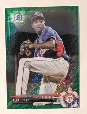 2017 Bowman Chrome Alex Speas /99 Green Shimmer Refractor #bcp68 Rangers Rookie
