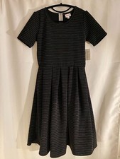 NWT Black & White Stripes Amelia dress Fit & flare Stretch Pleated Pockets S