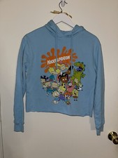 Nickelodeon Junior Size S Blue Nickelodeon Characters Cropped Drawstring Hoodie