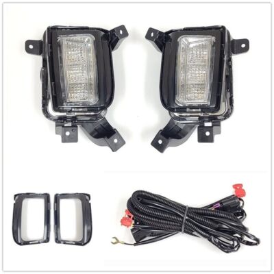 For GMC Terrain 2016 2017 LED Front Fog Light Lamp Set w/Bezel DRL Amber Signal