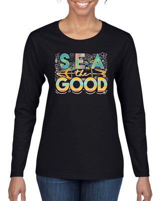 Sea The Good Surfboard Sun Rise Good Vibes Nature Women Long Sleeve TShirt