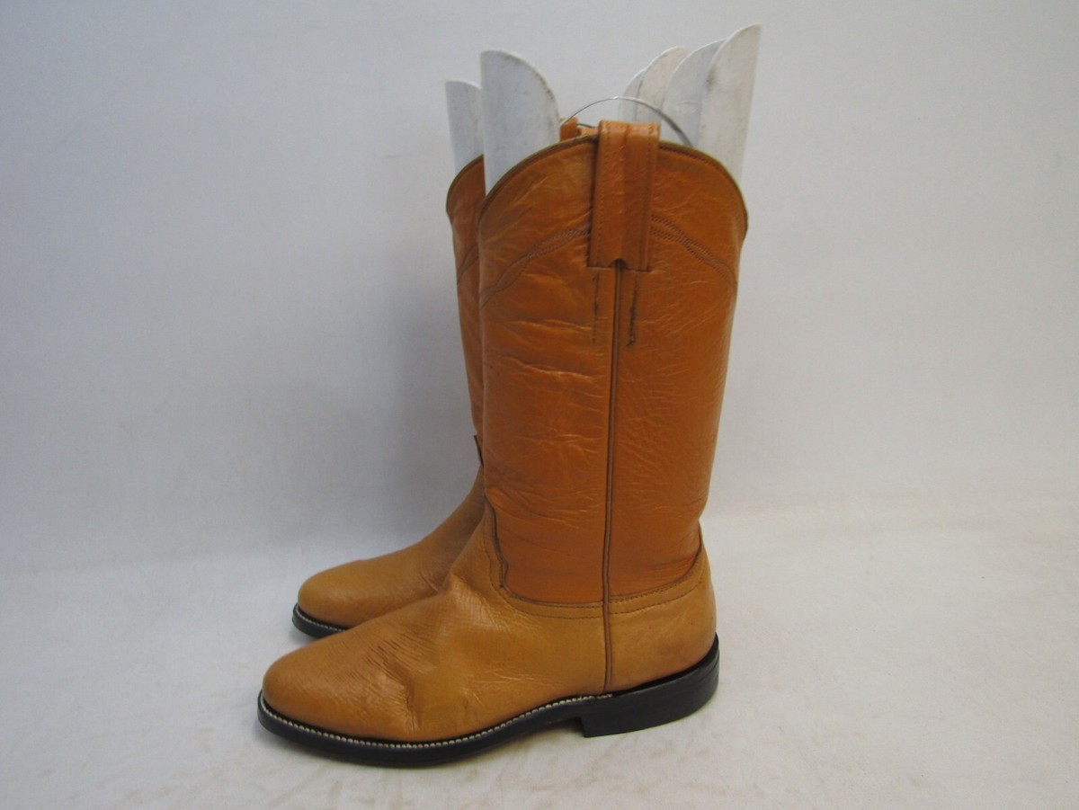 El Toro Womens Size M Orange Leather Smooth Ostrich Cowboy Western Boots