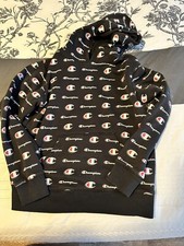 Champion Boys Printed Graphic Black Hoodie Size M