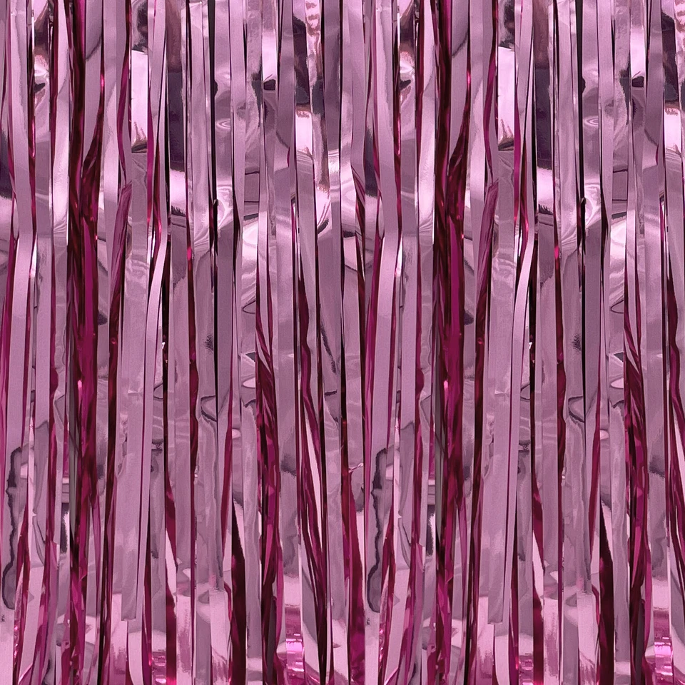 Lametta Vorhang Rosa 92x245 cm Deko für Weihnachten Silvester Fasching Karneval