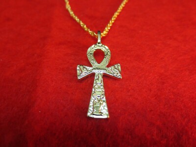 Collana Ankh in oro 14 carati con diamanti, ciondolo simbolo della vita - Italia