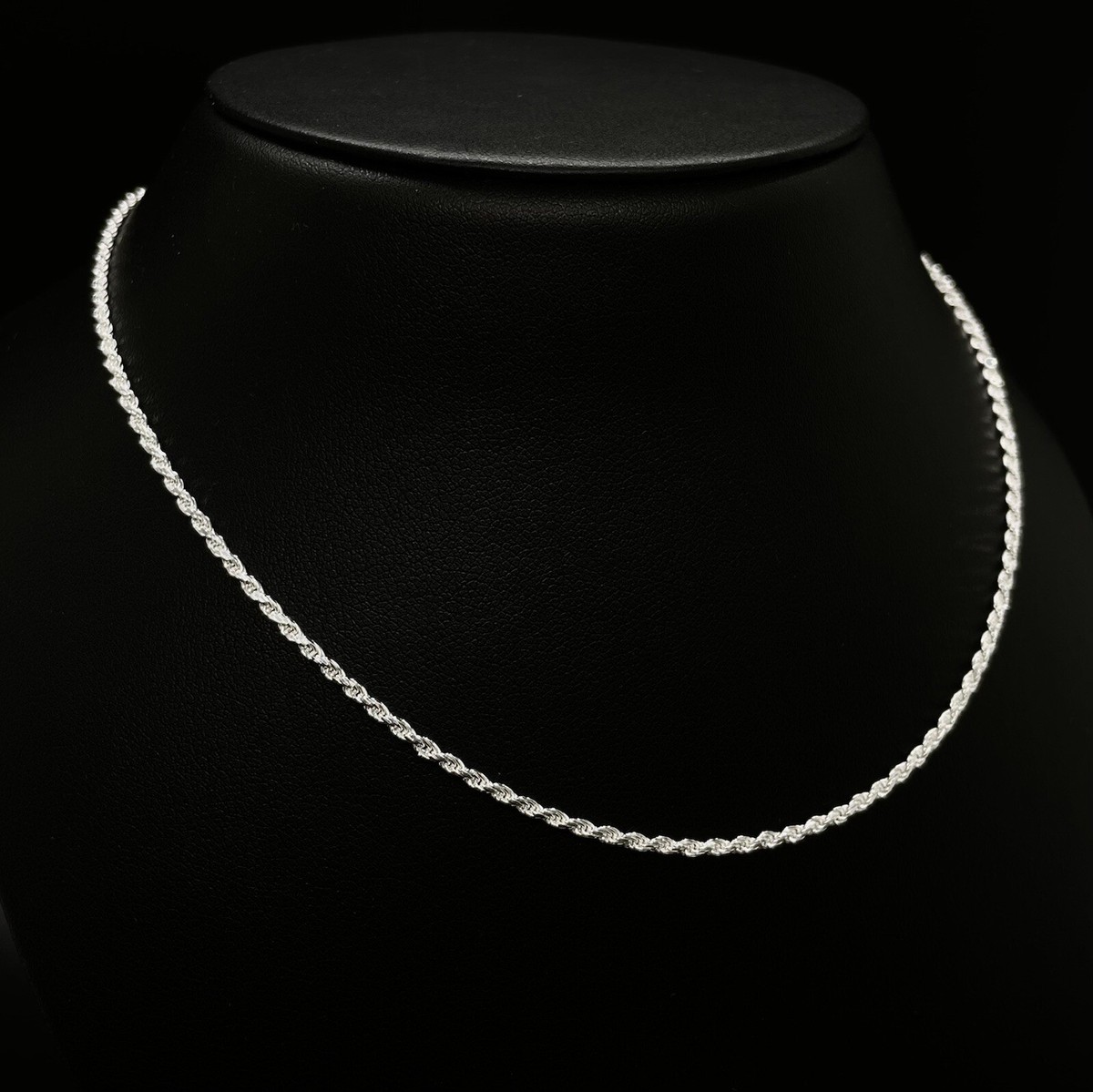 Solid 925 Sterling Silver Diamond Cut Rope Chain 20