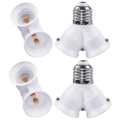 4Pcs 2 in 1 E26/E27 Light Socket Splitter Converter Base Lamp Bulb Adapter