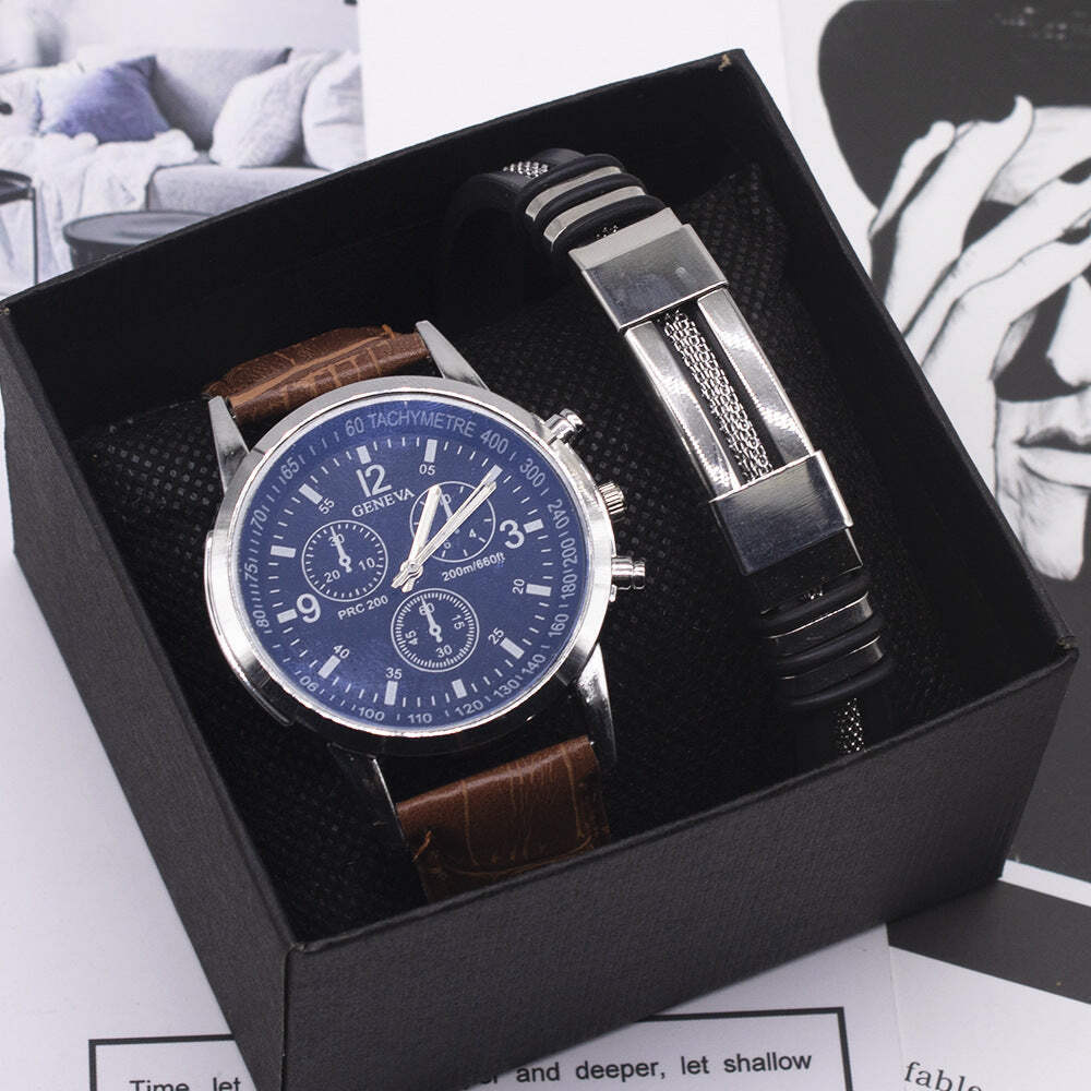 Stylish Men's Blue Light Glass Quartz Wrist Watch with Alloy Case