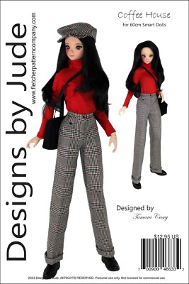 Doll Clothes Sewing Pattern 60cm Smart Doll, Coffee House