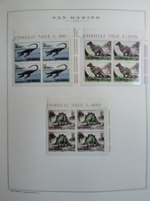 SAN - MARINO - 1965 - DINOSAURS - BLOCKS-OF-FOUR-N693-N694-N695-WITH-MARGINS-MNH
