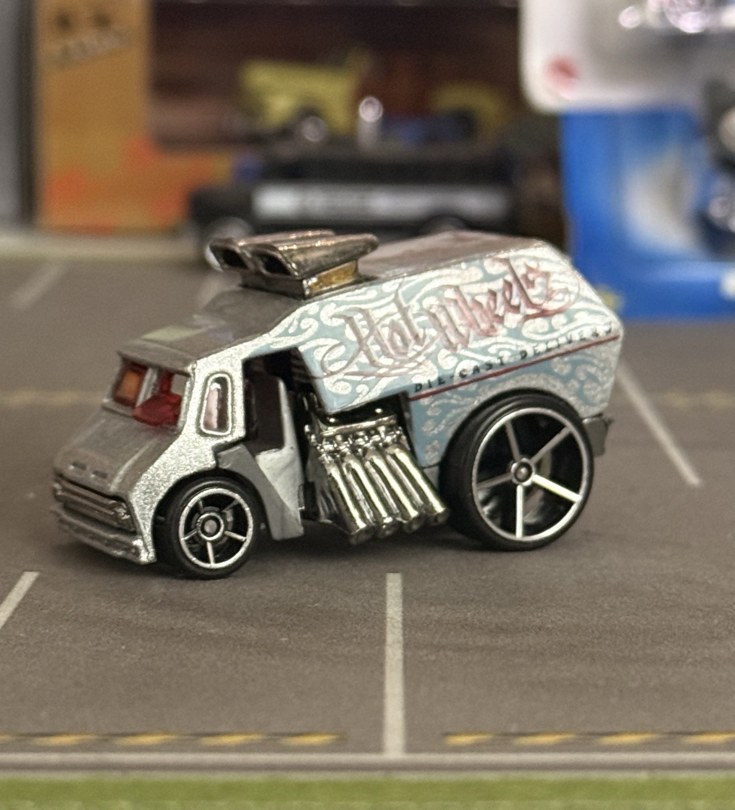 2004 Hot Wheels Cool One Delivery Truck Silver Die-Cast Van Car