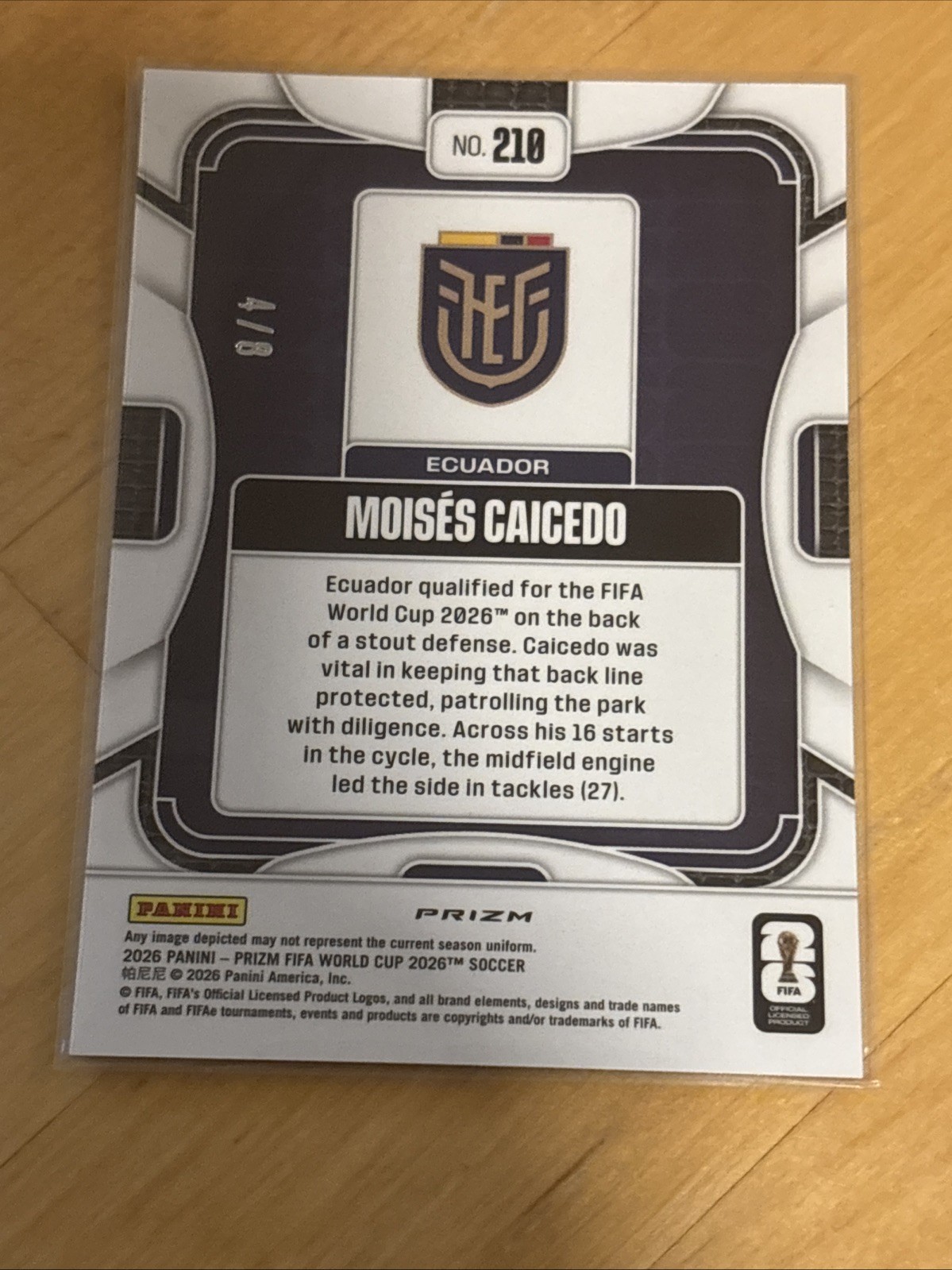 2026 Panini Prizm FIFA World Cup #210 Moises Caicedo, Black And Gold 4/8 SSP view 4
