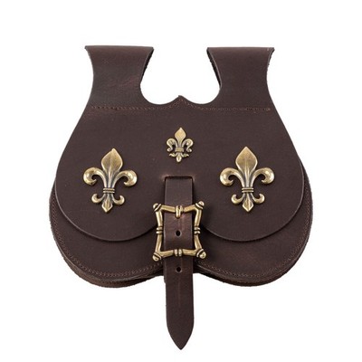 große spätmittelalterliche Nierentasche mit Fleur-de-Lys Beschläge 2 Farben