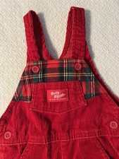 Vintage OshKosh Overalls Red Plaid Corduroy 24m Infant Boy Girl Baby B  Gosh
