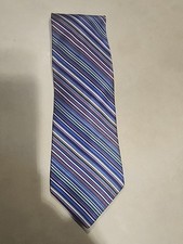 Tommy Hilfiger Men’s Silk Tie Striped Green Blue White Made in USA
