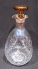 Blenko #49 Crackle Glass Pinch Decanter with Amber Stopper 10 1/4" Tall