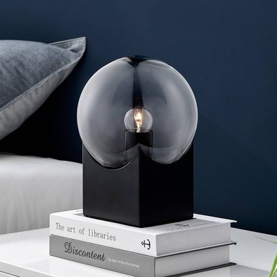 Lite Source Oksena 11'' Modern Black and Smoke Glass Orb Table Lamp