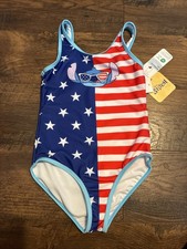 DISNEY STITCH Red White  Blue NWT One-Piece Swimsuit Girls S 6-6x UPF 50 