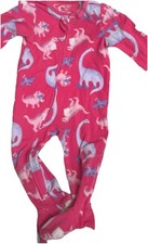 Carter's Girls Fleece Footed Sleeper One Piece Zip Dinosaur Pink Blue 6M