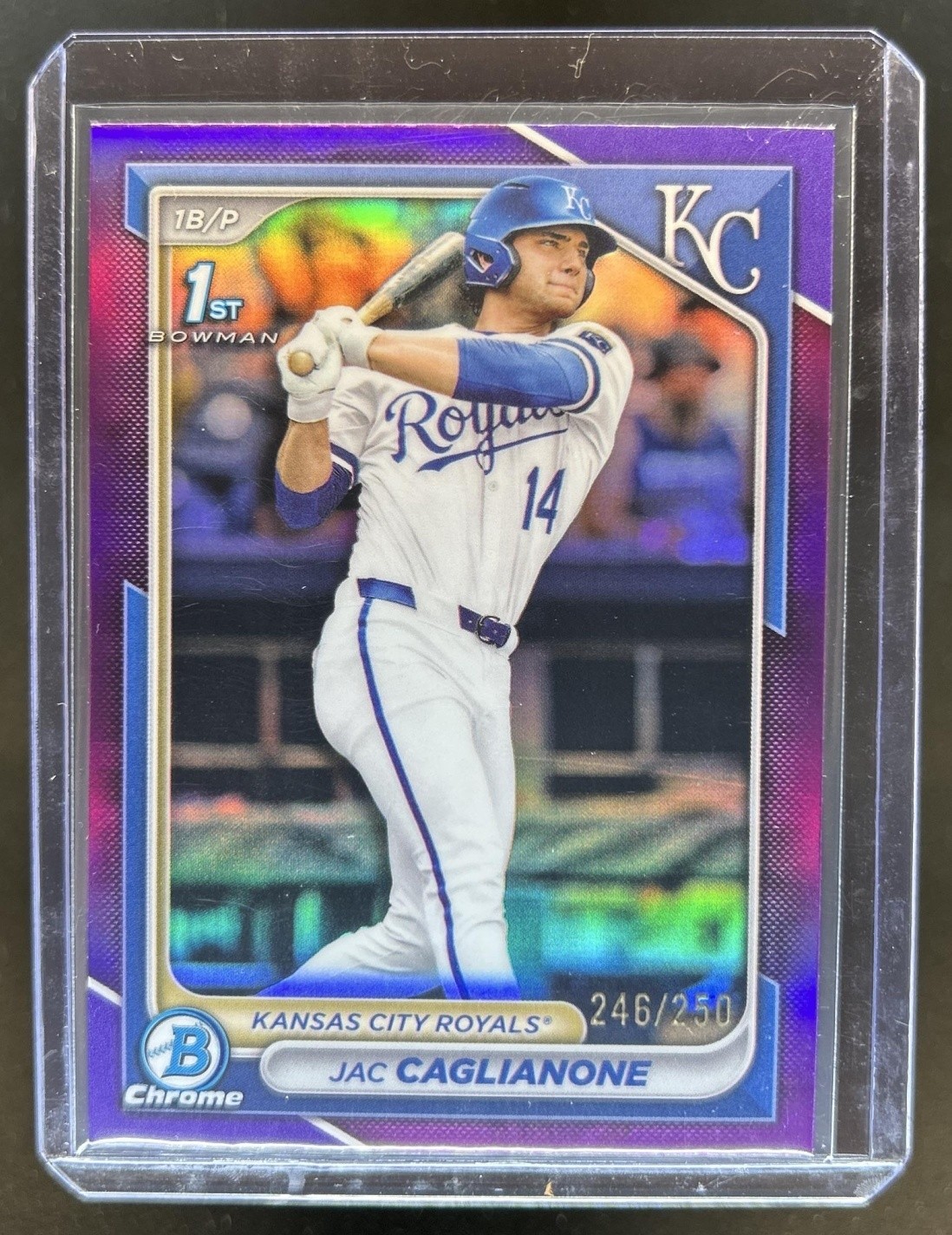 2024 Bowman Draft Jac Caglianone Chrome Purple Refractor 1st #/250 Royals