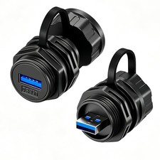 2 PCS Waterproof USB 3.0 Bulkhead Panel Mount Connector Female Adapter