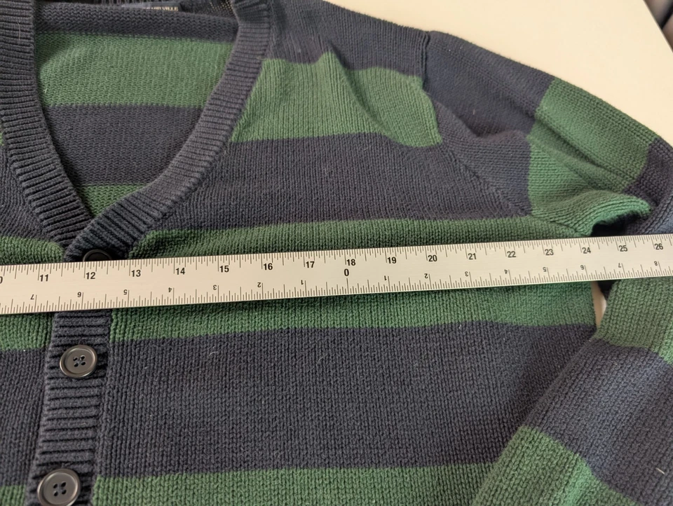 Brandy Melville Green Navy Striped Knit Cardigan Button Up Sweater One Size (Fit - Image 4 of 4