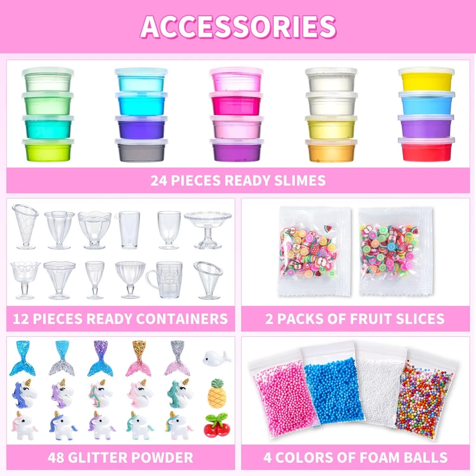 Slime Kit, Fai Da Te Slime Making Kit Con 20 Cristalli Di Slime, 4 Argilla, Cio - Immagine 2 di 4