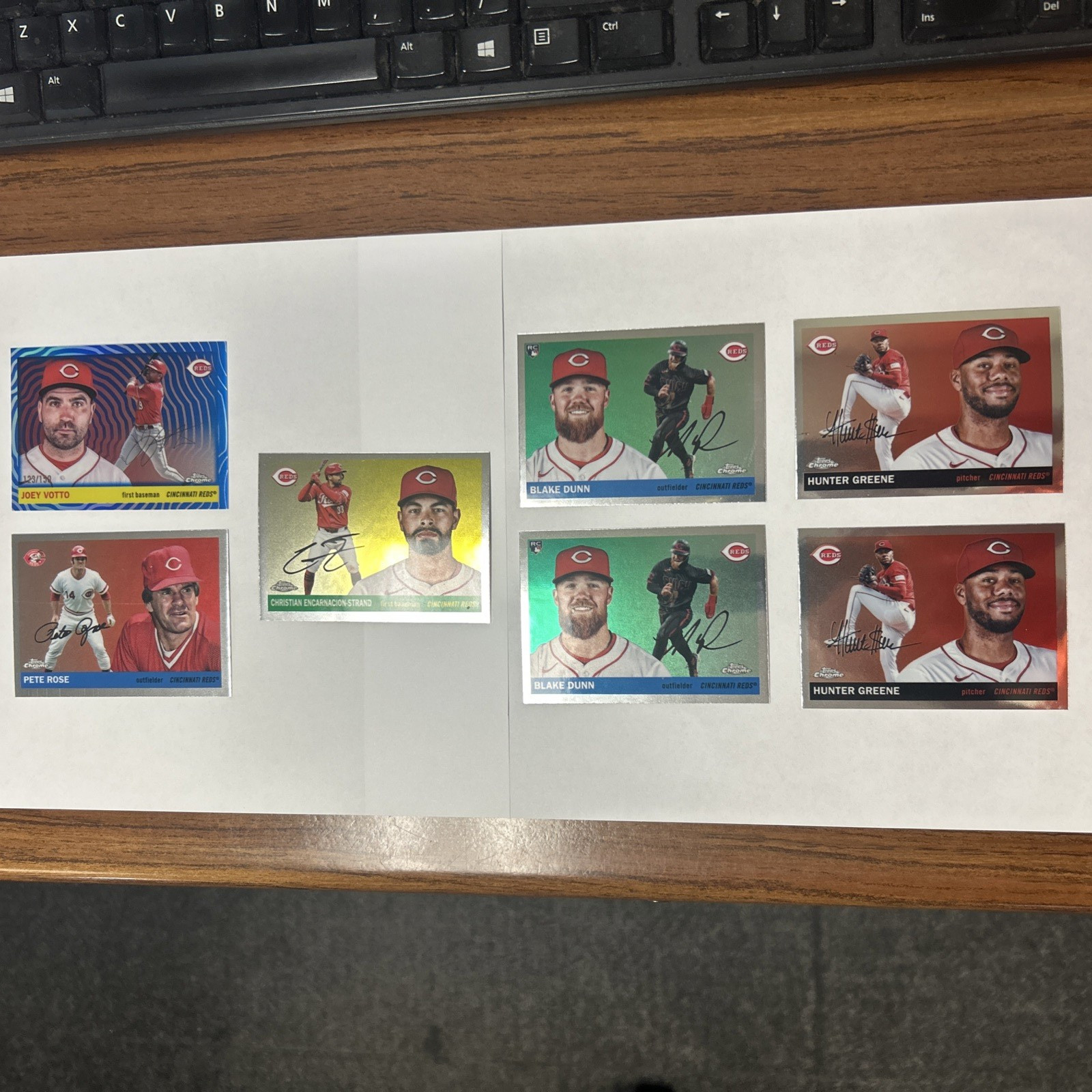 2025 Topps Chrome Platinum #477 Joey Votto Blue Vibration Refractor 123/150 Reds
