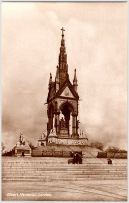 Albert Memorial London Sepia Postcard 1905 Edwardian Sunny Series B. & C. Saxony