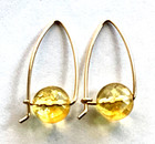 Handcrafted/Fine Citrine 14k gold Earrings. Triangular Hoop. Studio Art