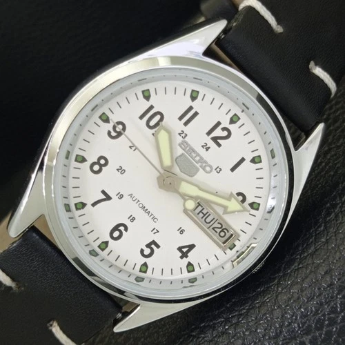 JAPAN VINTAGE REFURBISHED SEIKO 5 AUTOMATIC 6309A MENS WHITE WATCH a441694-4