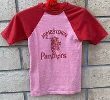 Vintage Jamestown Panthers Raglan T Shirt Youth Red 70s 80s Panther School Worn