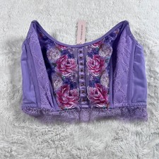 Victoria's Secret Dream Angels Purple Floral Embroidered Corset Top S-DD NEW