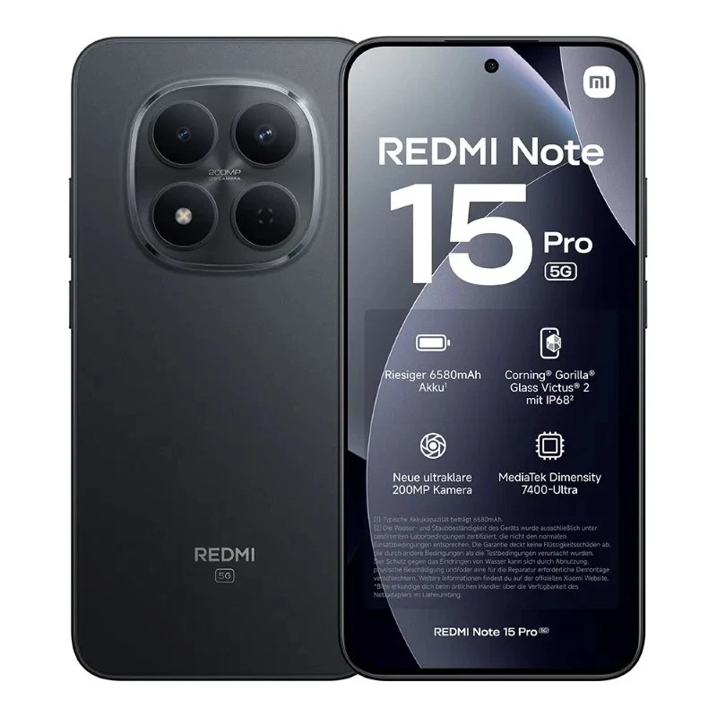 XIAOMI REDMI NOTE 15 PRO 5G 8GB RAM 256GB BLACK DUAL SIM 6.83'' NUOVO