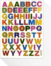 0.5 Inches A-Z Letter 10 Sheets Colorful Alphabet Letters Self-Adhesive Glitter