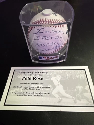 Pete Rose Signed Reds MLB Baseball " I'M Sorry I Bet on Baseball " Mill Creek