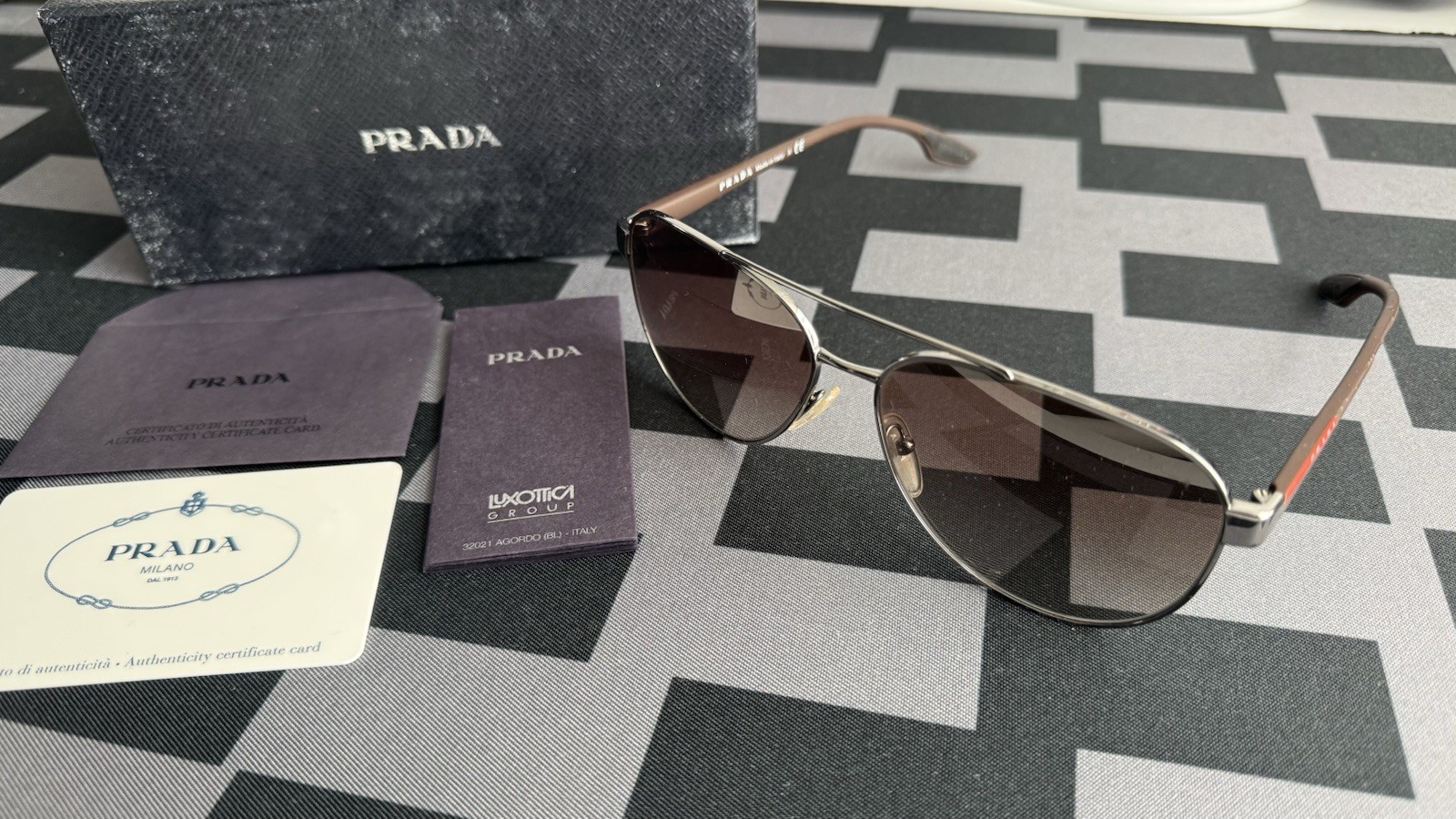 Prada SPS54T Polarized Gunmetal Grey Metal Pilot Sunglasses 5AV-1X1 145