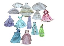 Vintage Lot of 13 Barbie Fashion Doll Clothing Dresses Multi Colored
