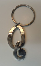GANZ Silver plated initial letter Keychain 2" tall- Initial Q - NEW see photos